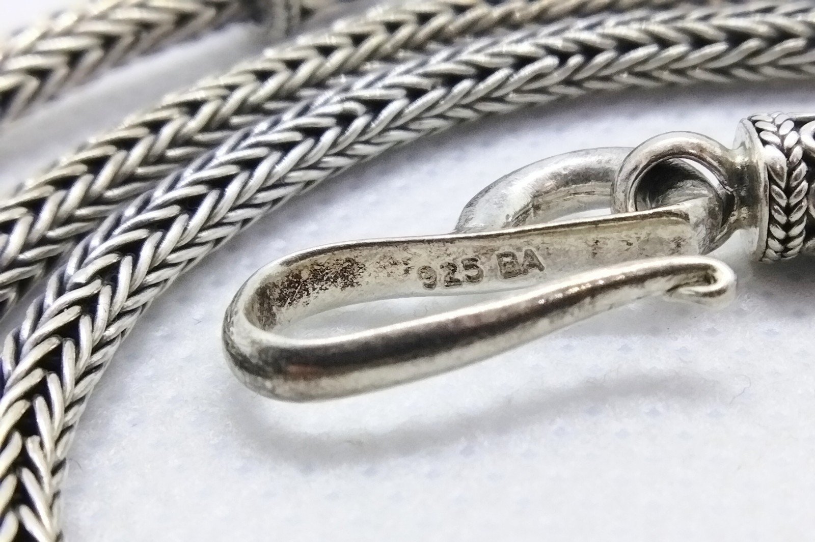 BA Suarti Sterling Silver 3mm Foxtail Spiga Wheat Hook Chain Necklace 24″