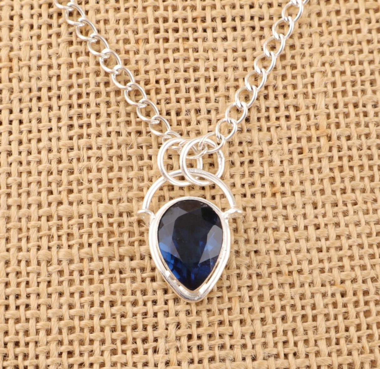 Natural London Blue Topaz Gemstone 925 Sterling Silver Handmade Pendant 1.01″ GE