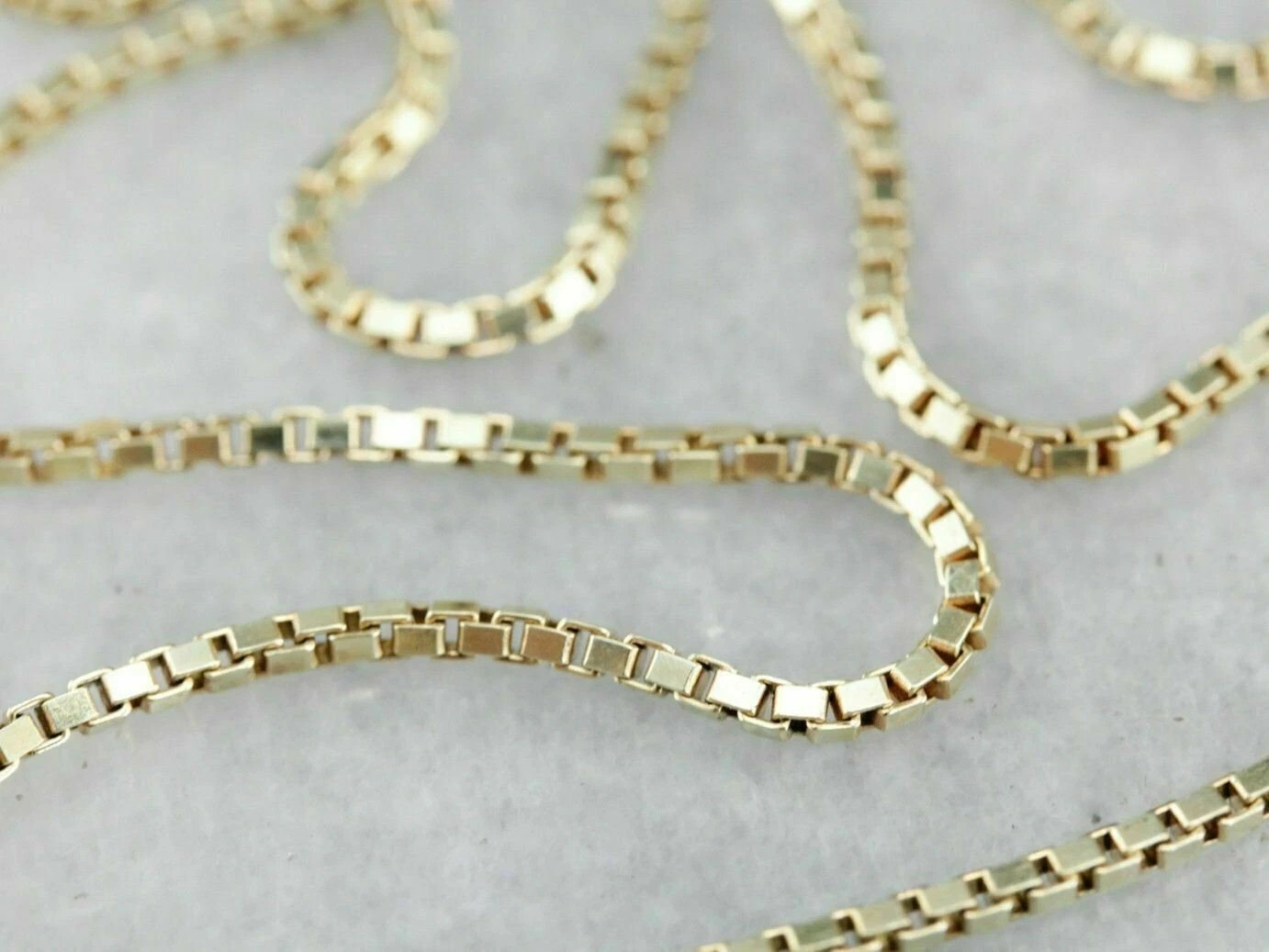 14K Solid Yellow Gold Box Necklace Real Gold Chain 16″ 18″ 20″ 22″ 24″ 30″ Italy