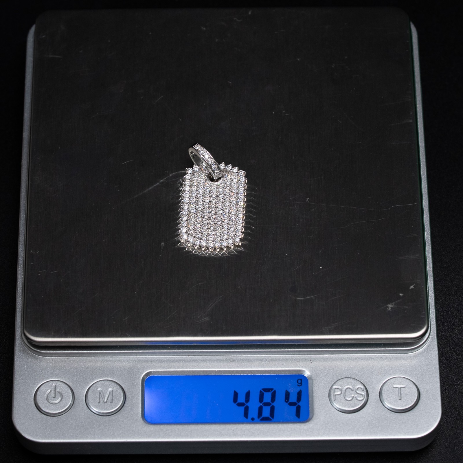 Mens MOISSANITE Dog Tag Real Solid 925 Silver Iced Hip Hop Pendant Necklace