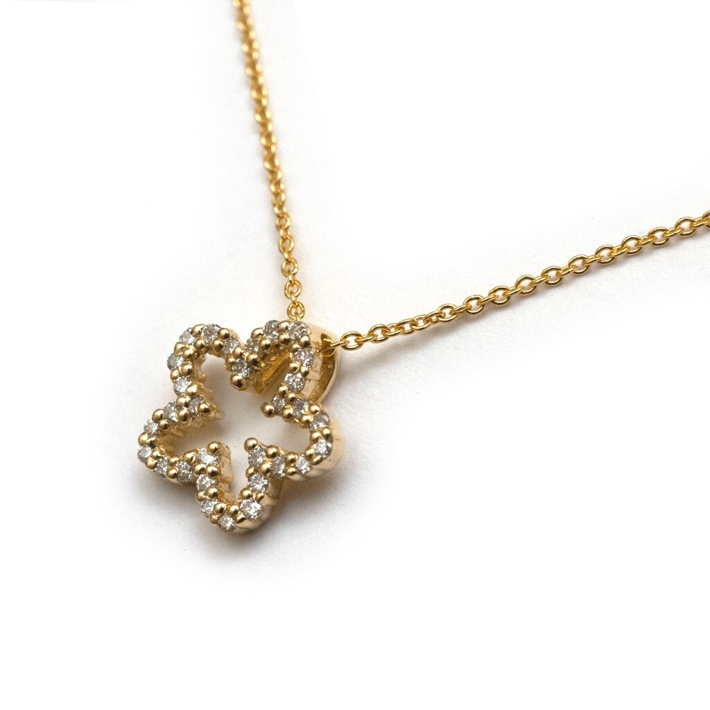Roberto Coin New 18K Yellow Gold Tiny Treasures Flower Pendant Necklace 16-18″