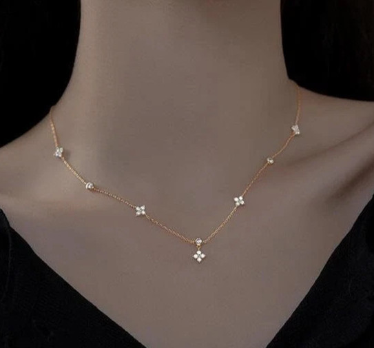 1Ct Round Lab-Grown Diamond Women’s Station Necklace 14k Yellow Gold 18″ Chain