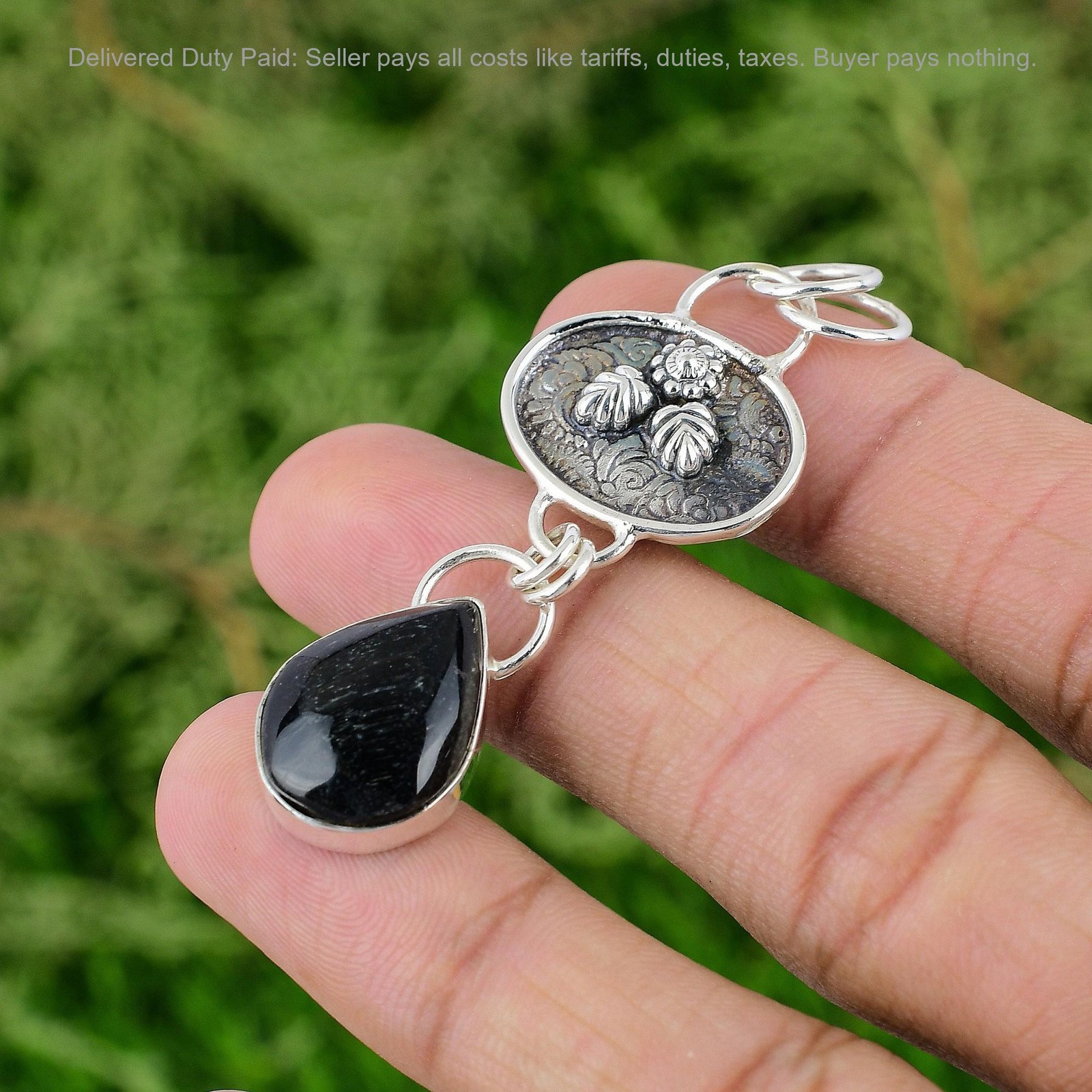 Natural Black Tiger’s Eye Bezel Handcrafted Pendant Jewelry 925 Sterling Silver