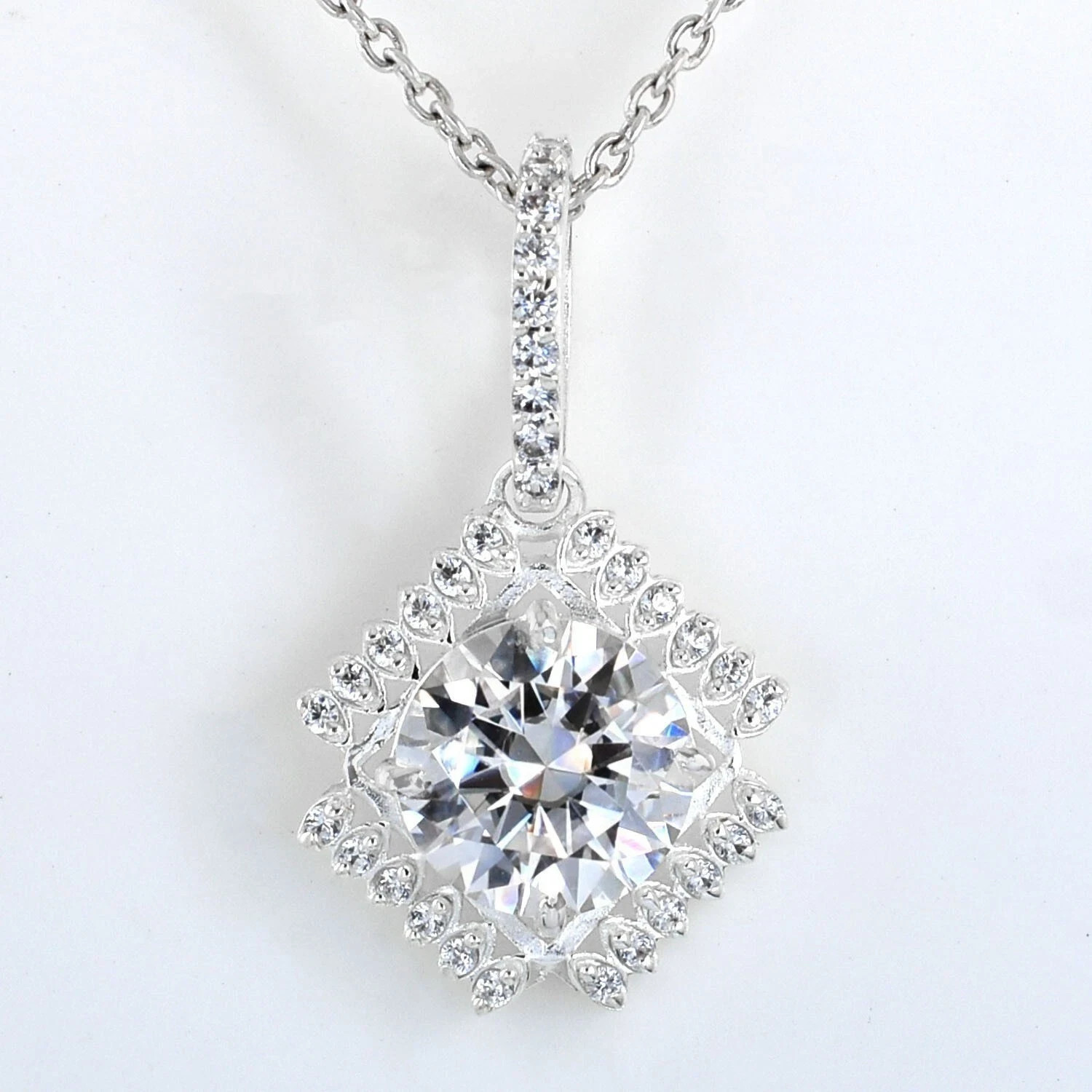 RARE 6.00 Ct Certified Treated White Diamond Solitaire Pendant 925 Silver !