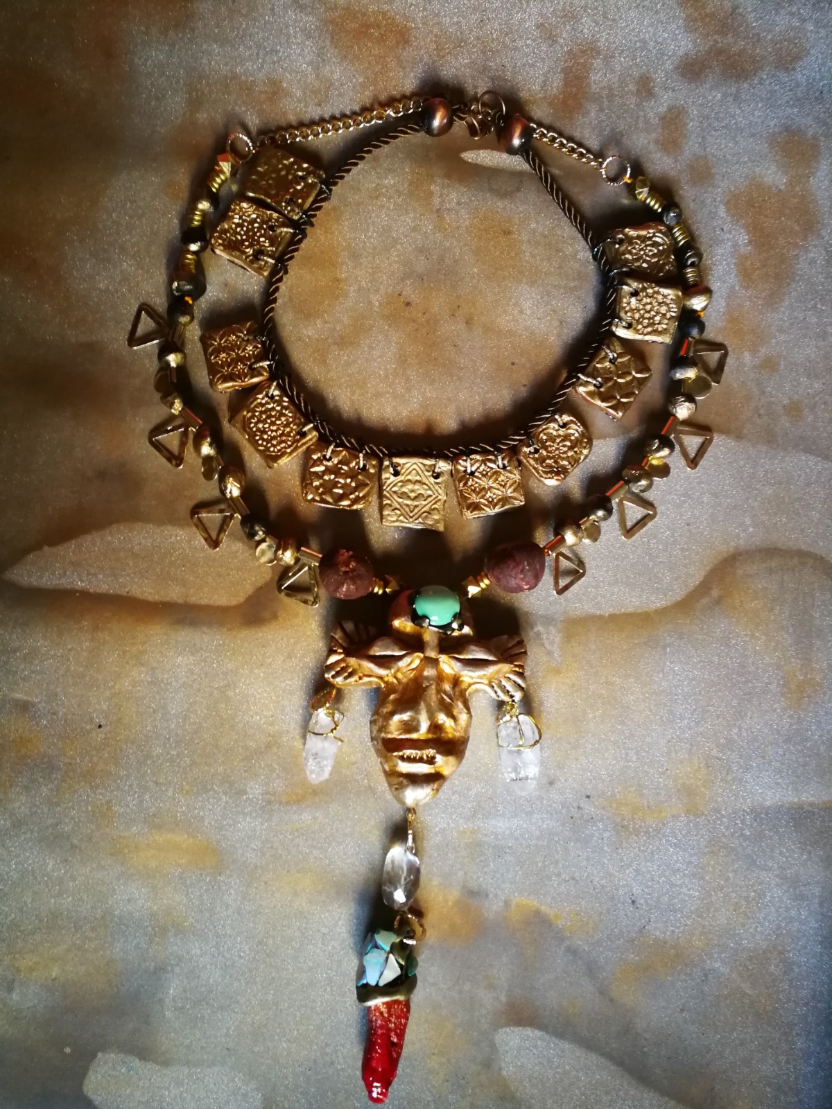 Statement Fine Jewelry Ethnic Glamour Gemstone Jewel Sculpture Tribal Mask Stone
