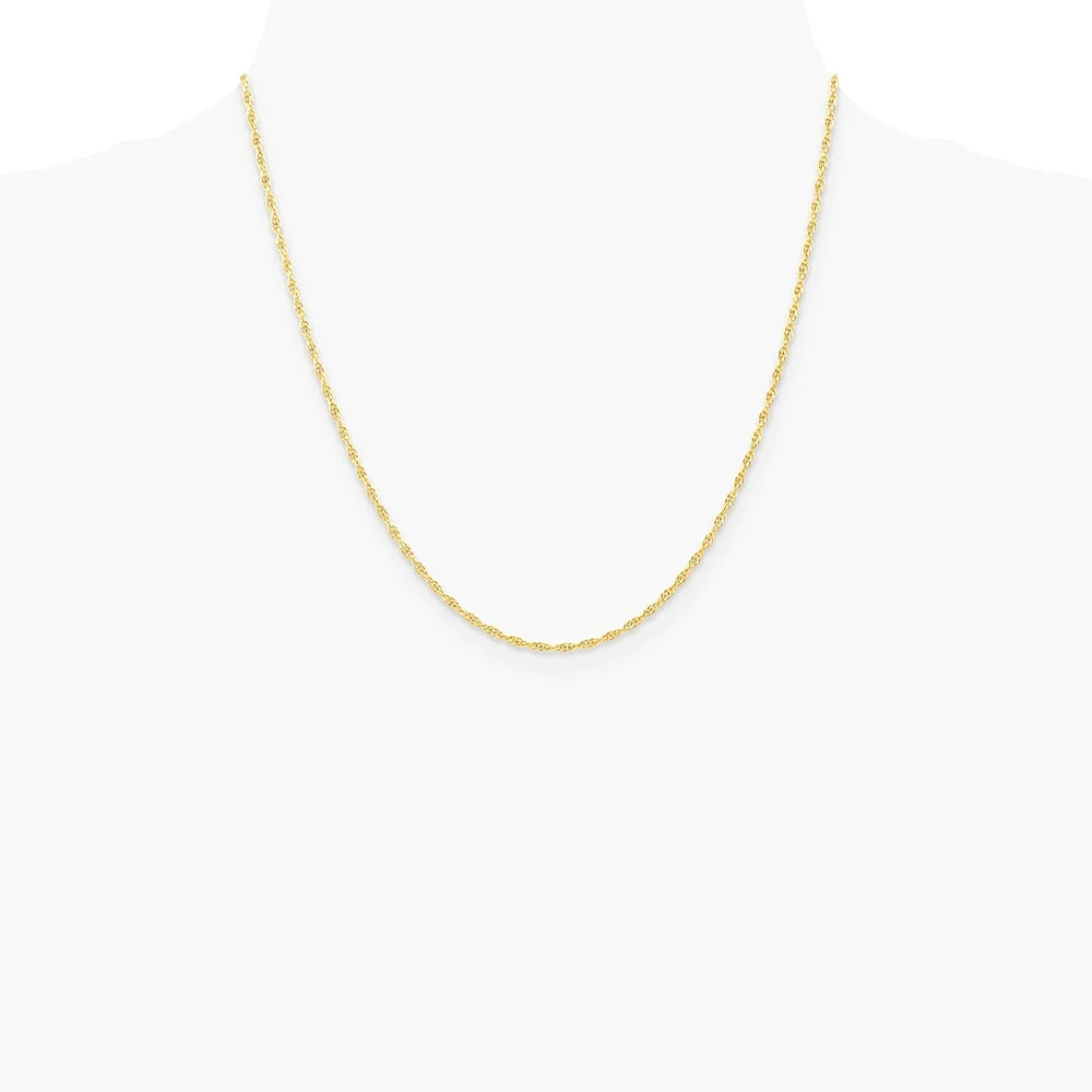 10K Yellow Gold 1.55mm Carded Cable Rope Chain Necklace 16″-24″