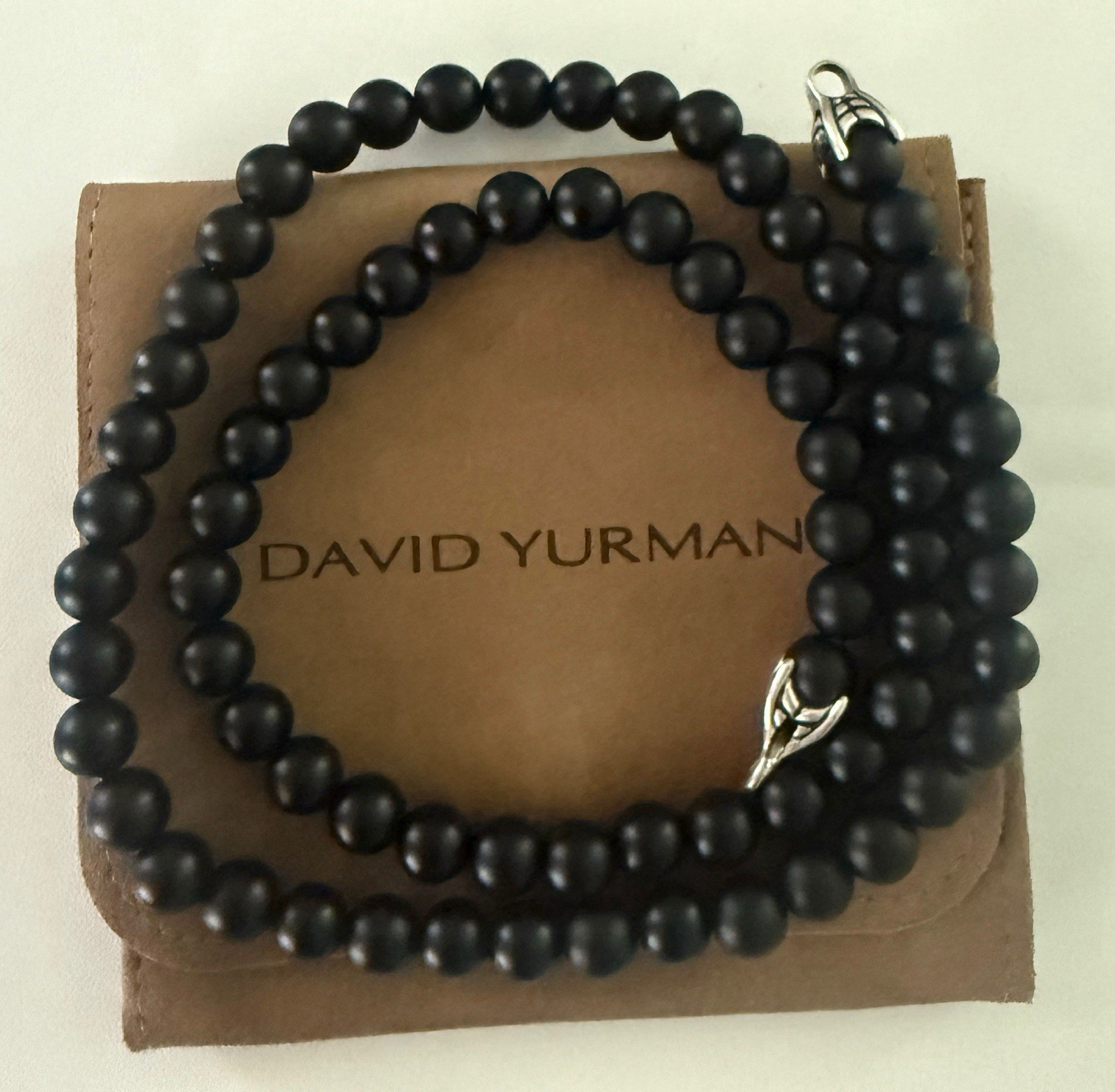 David Yurman .925 Sterling Silver Beads Black Onyx 8mm Necklace 24″