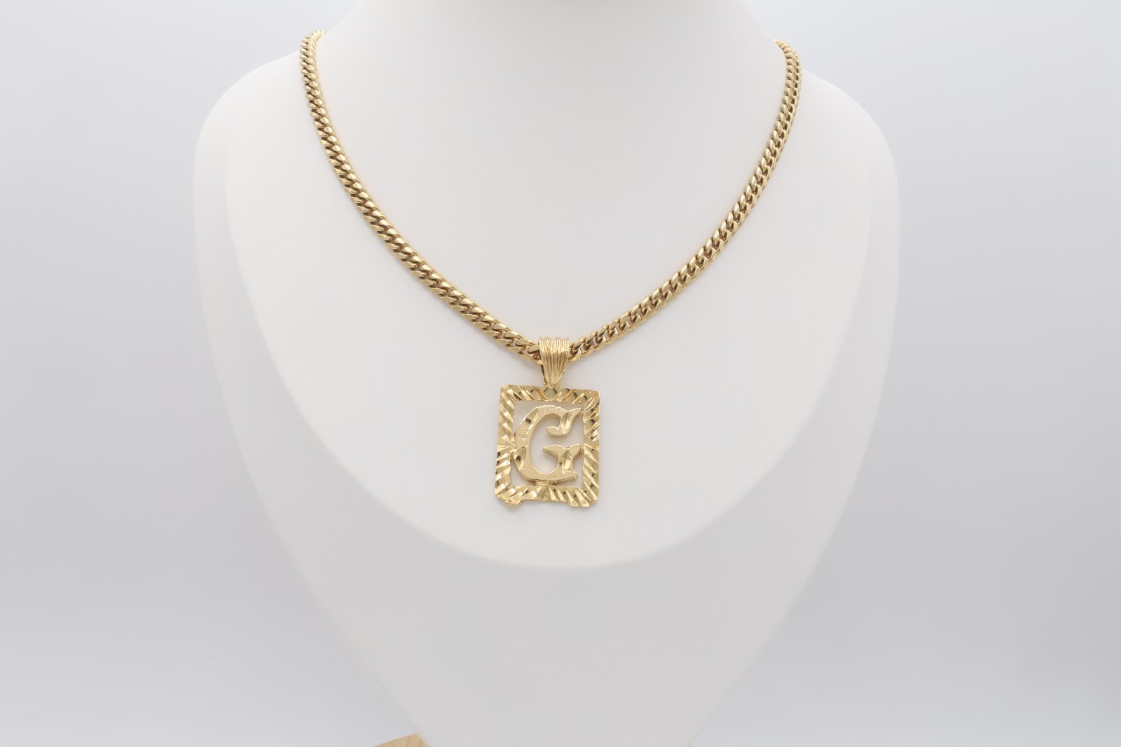 Gold Initial Necklace, 14k Heavy Plated Gold, 3mm Rope Style Chain