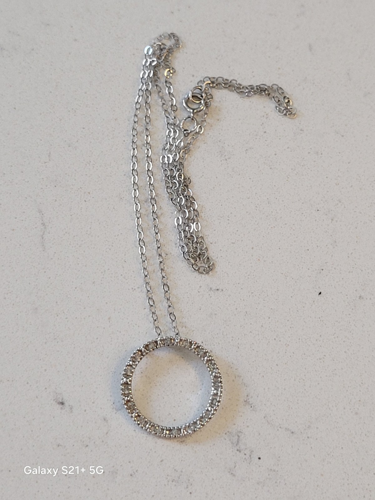 Estate White Gold Round Diamond Pendant. The Chain Is 14k, Pendant Is 10k
