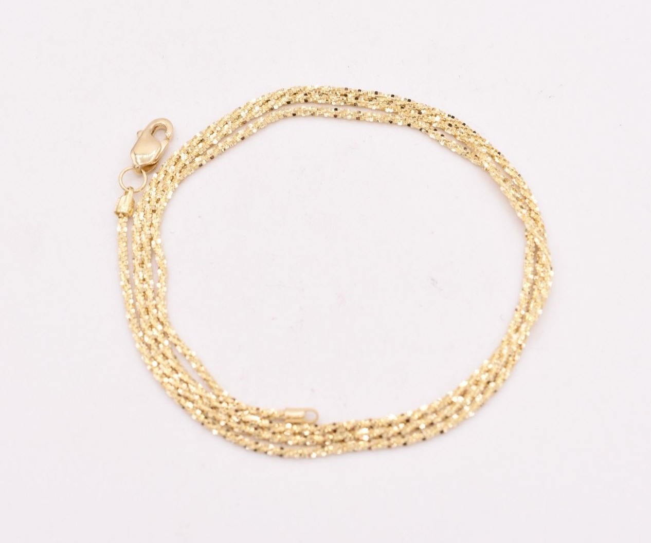 1.10mm Rock Sparkle Twisted Chain Necklace Real Solid 14K All Yellow Gold