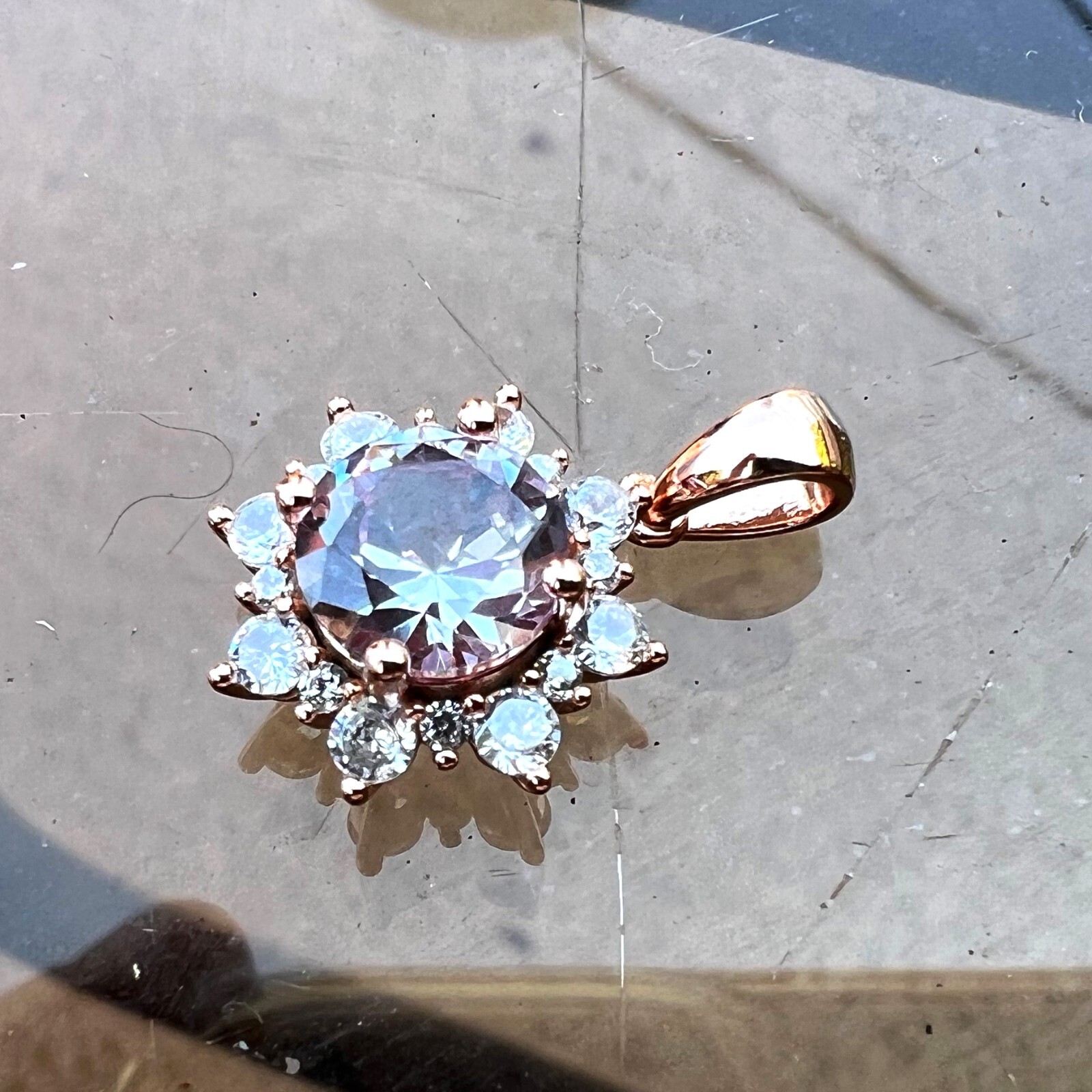Lab Grown Color Change Alexandrite Pendant Rose Gold Vermeil , June Birthstone