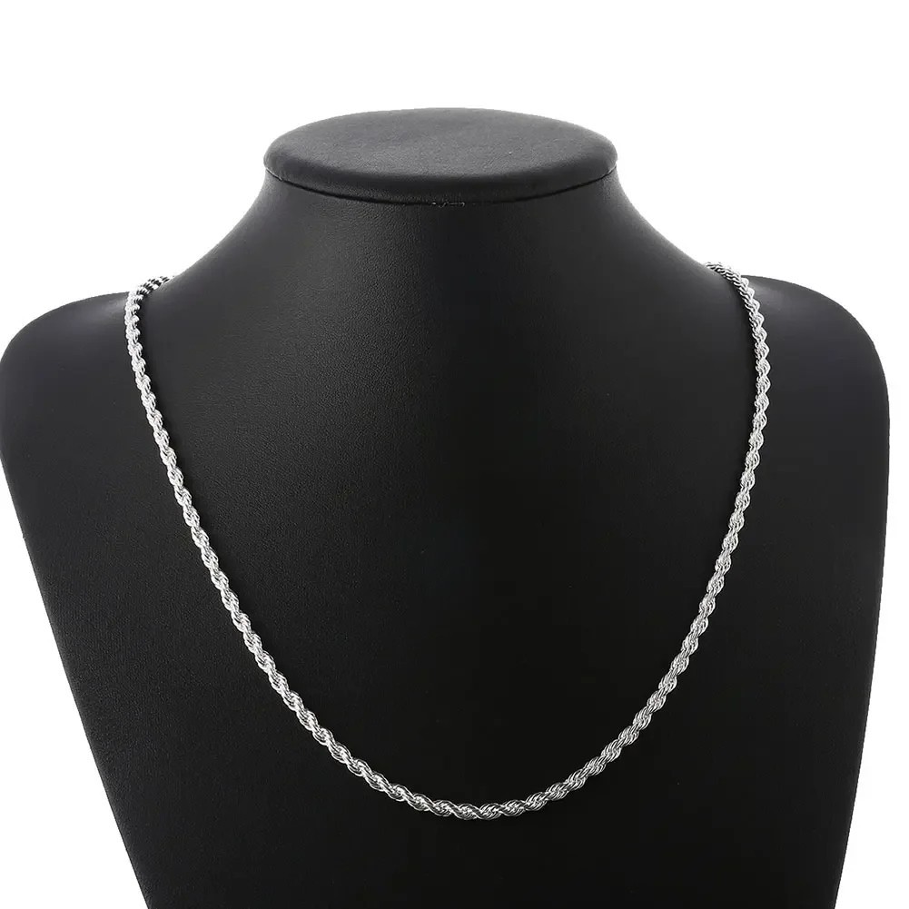 925 Sterling Silver Italian Rope Chain Men’s Necklace 4mm – NEW