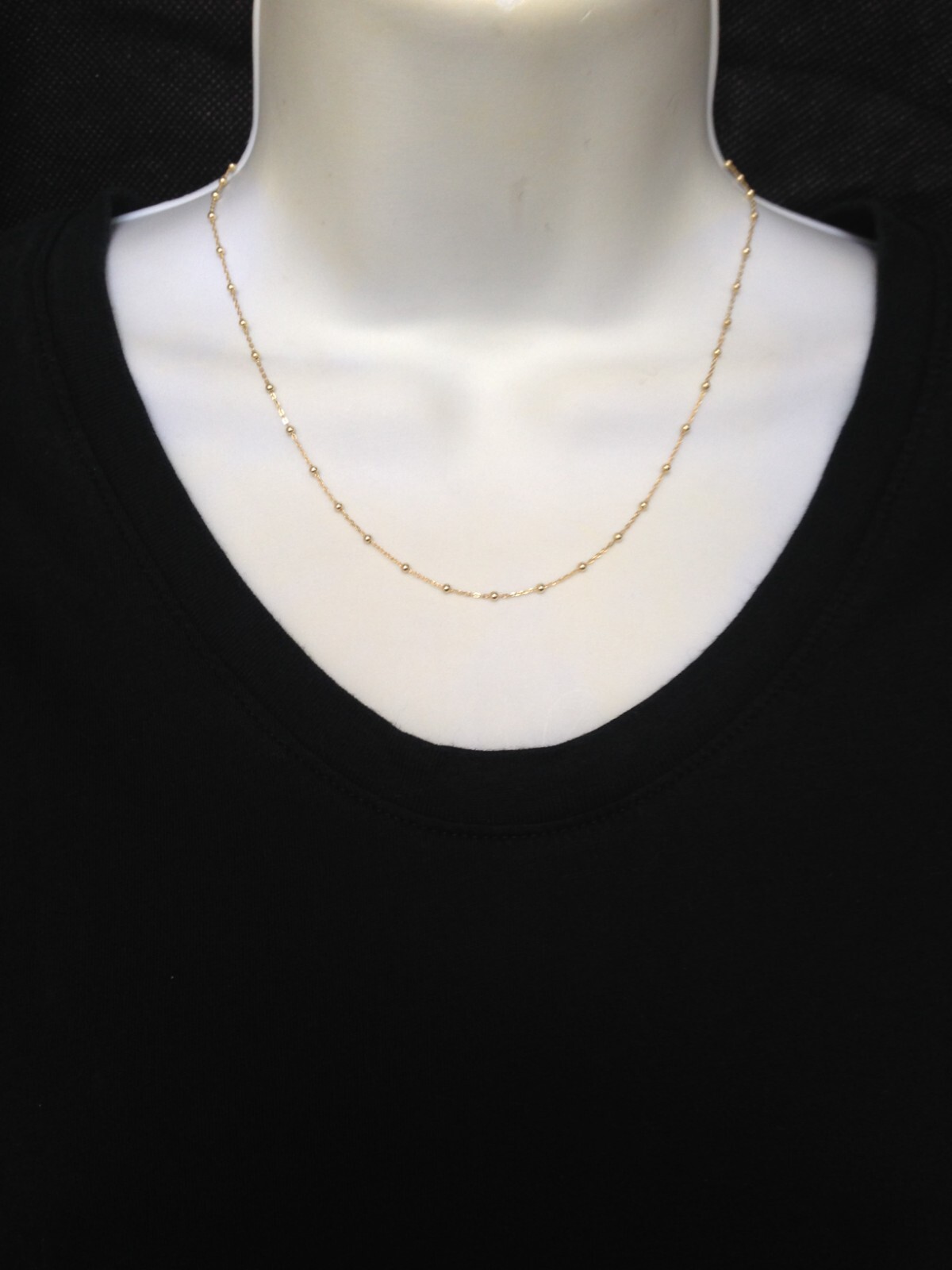 925 Sterling Silver Gold Ball Station Chain Necklace Women 1.8mm Dainty Plain