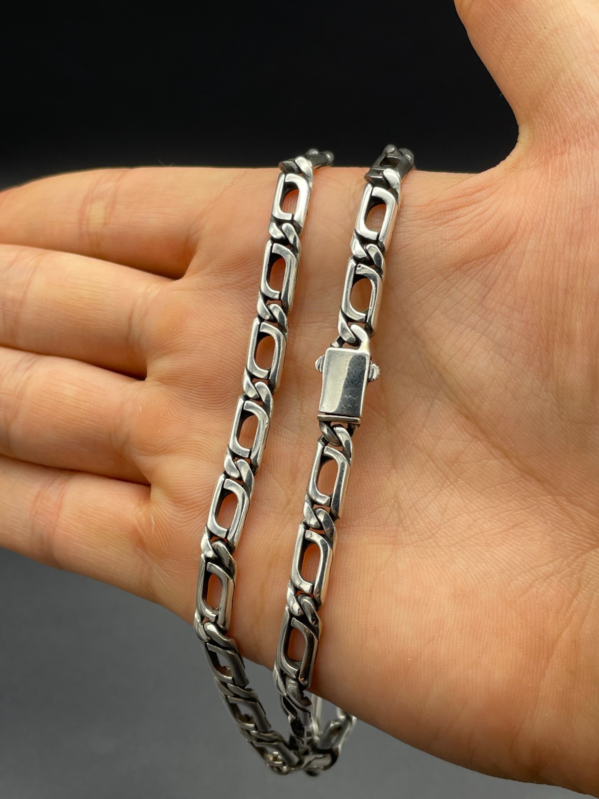 925 Sterling Silver Solid Italian Design Figaro Link Chain Necklace Gift for Him