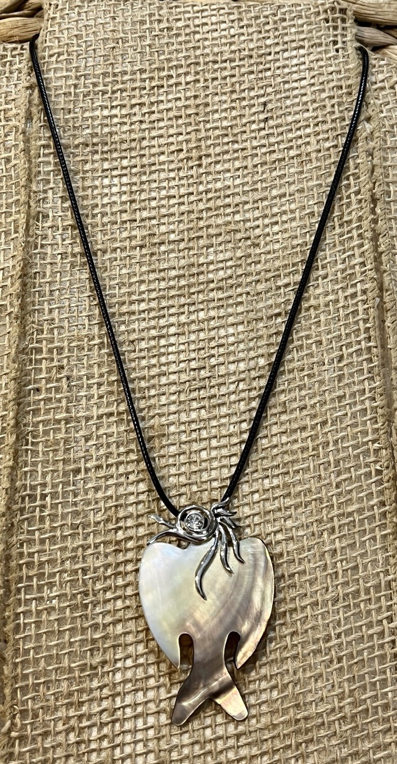 925 Sterling Silver Signed Pendant Necklace Roadrunner Bird MOP Bird Lovers