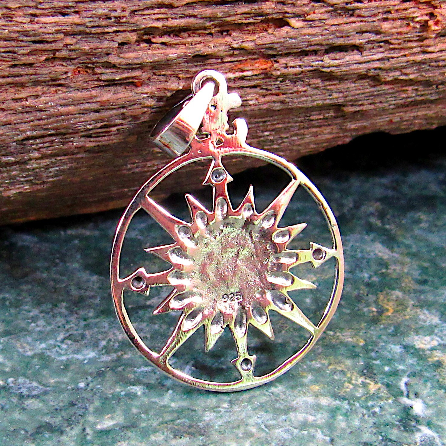 Handcrafted Solid 925 Sterling Silver Compass Pendant, Nautical Jewelry Charm
