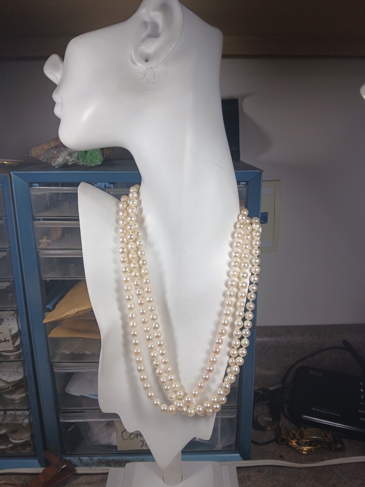 Long Vintage Real Japanese Akoya Semi Baroque Pearl 60″ Necklace
