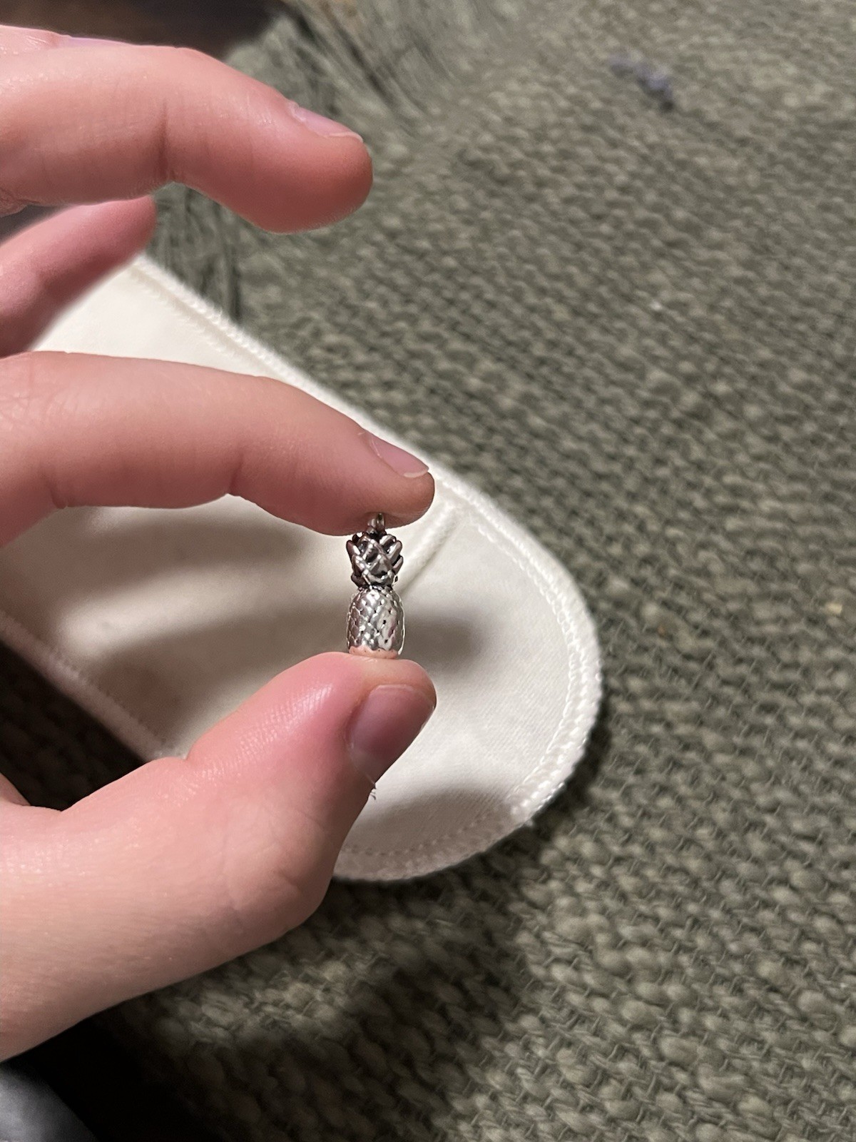 Silver Tone Pineapple Charm Pendant Necklace Jewelry, Silver Metal, No Stone