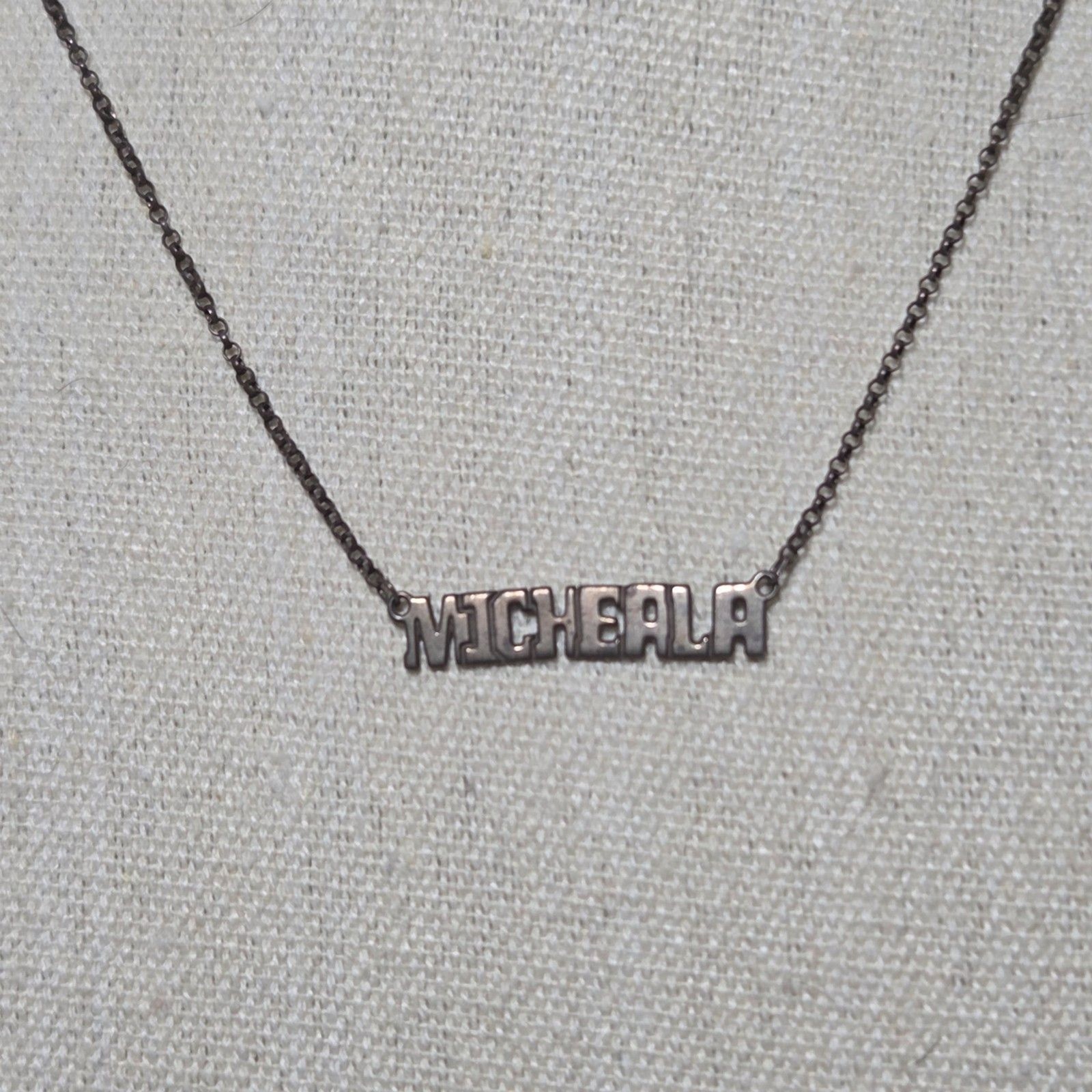 Personalized “Micheala” Nameplate Necklace 925 Sterling Silver 16″ Italy