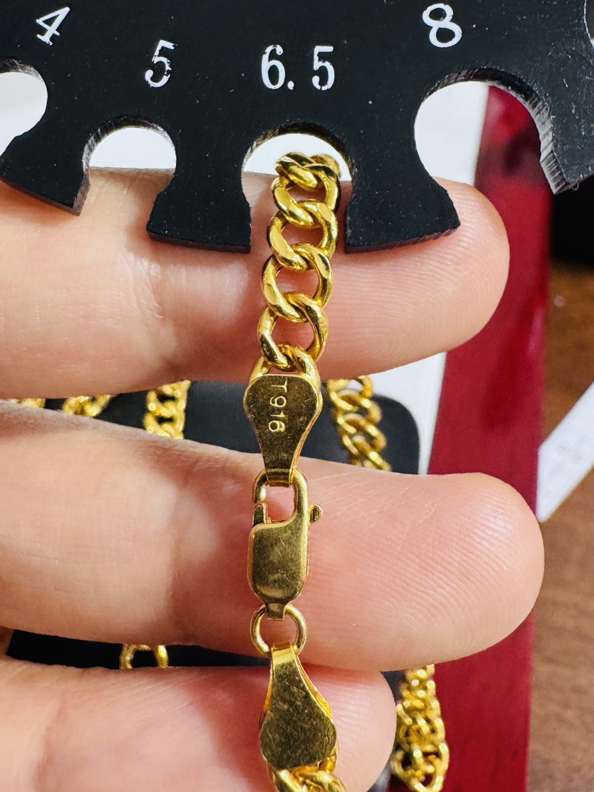 Saudi 22K Solid 916 Real Fine Gold Round Set Necklace 18”/18.5” Long 16.6g 6mm