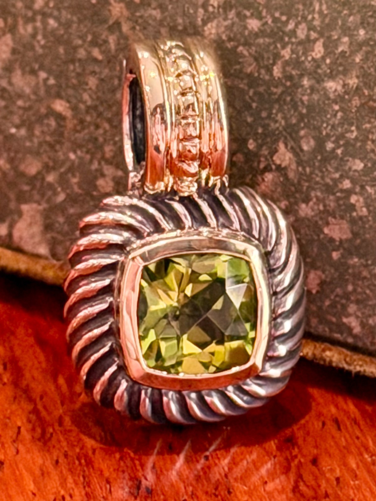 David Yurman Albion Sterling Silver & 14K Yellow Gold Peridot Pendant
