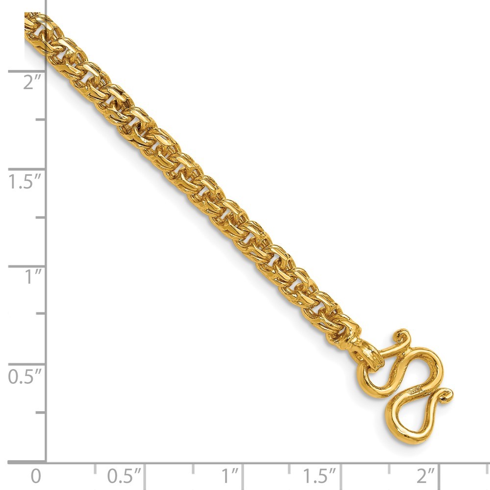 24k Yellow Gold Polished 4.4mm Solid Double Interlocking Curb Chain Necklace 24″
