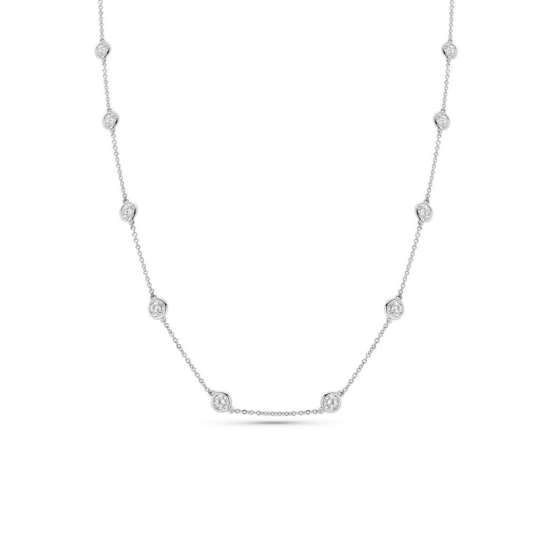 1.00 Carat Diamonds By The Yard Necklace 14K White Gold Lab Grown Station 18”