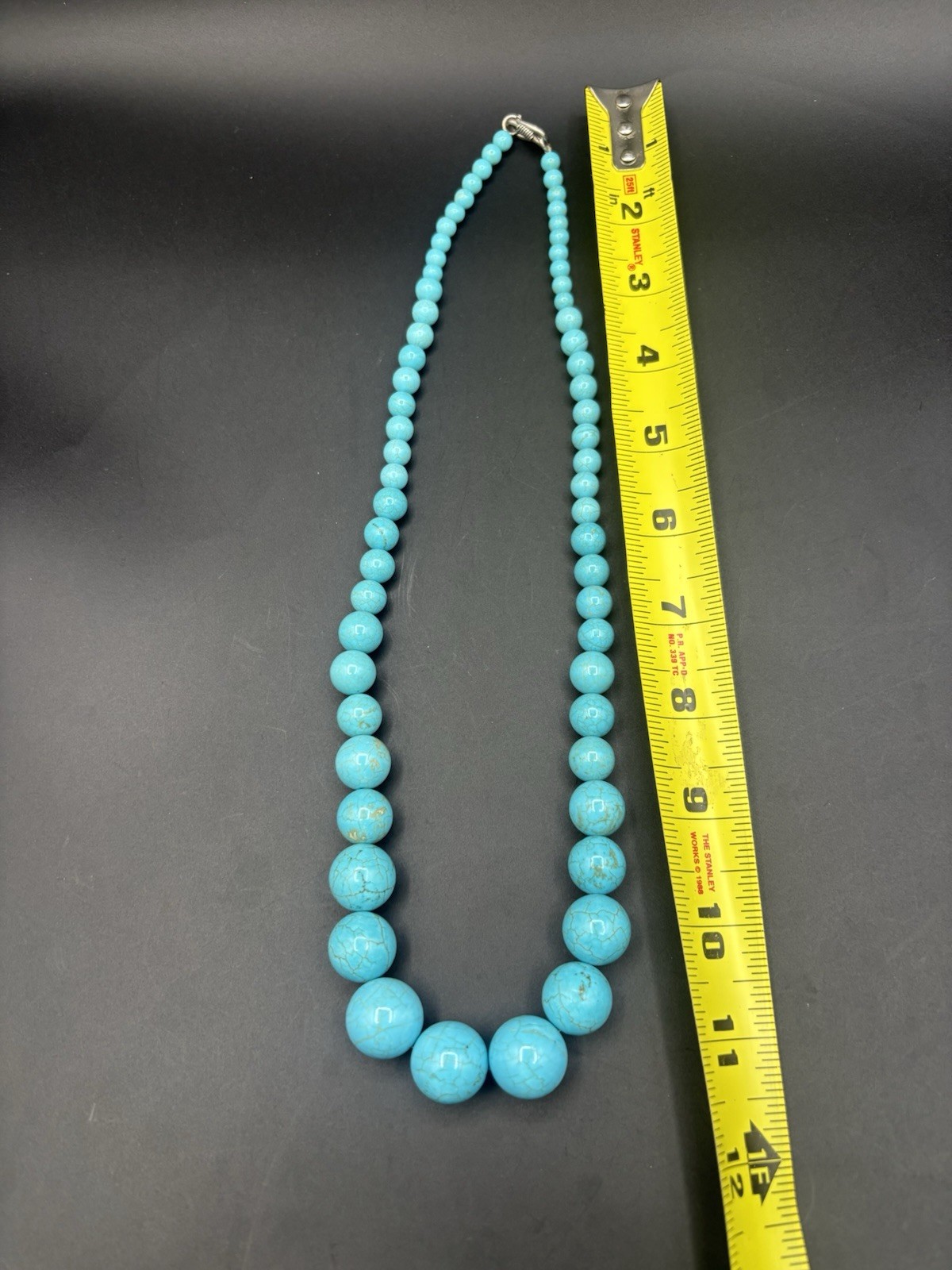 Sterling Silver Turquoise Graduate Beaded Necklace 113 Grams