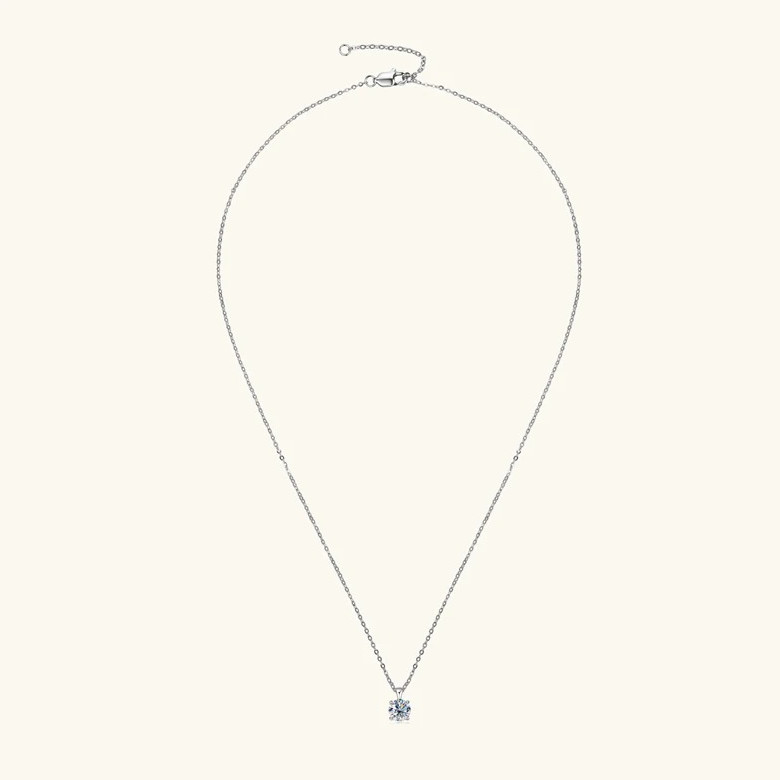 1 Carat D VVS1 Moissanite Solitaire Pendant Chain Necklaces 18k Gold Plated -GRA
