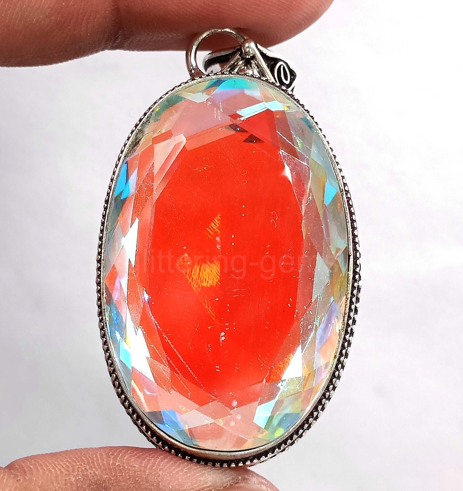 Mystic Topaz Oval Cut 925 Silver Pendant 112.40 Ct IGL Loose Gemstone 5MSB
