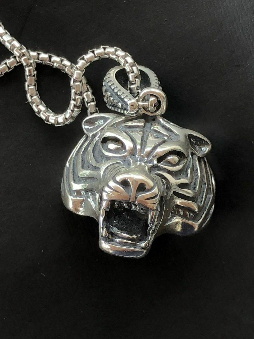 Solid 925 Sterling Silver 3D Tiger Cheetah Women’s Men’s Pendant