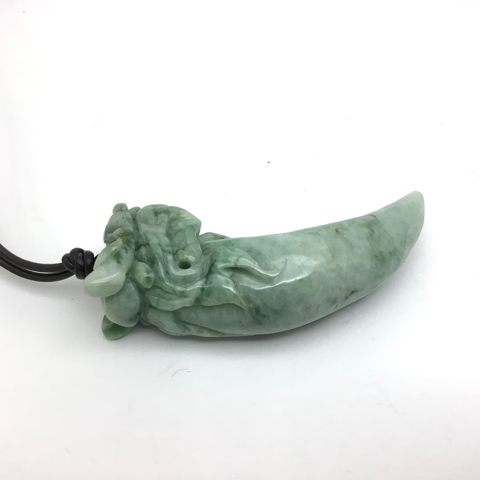 Burmese Jade Dragon Tooth Pendant Green Jadeite Jade Necklace Burma Myanmar