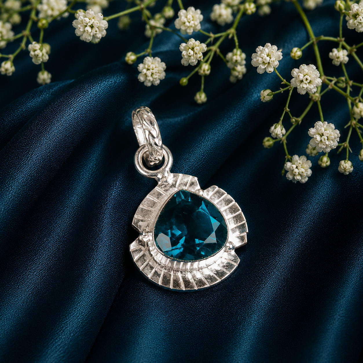 Apatite Gemstone 925 Sterling Silver Heart Shape Pendent 1.15″ Gift For Love