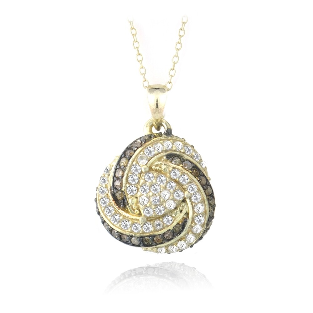 Gold on Silver Champagne Diamond & Topaz Knot Necklace + Exclusive eBay Gift Bag