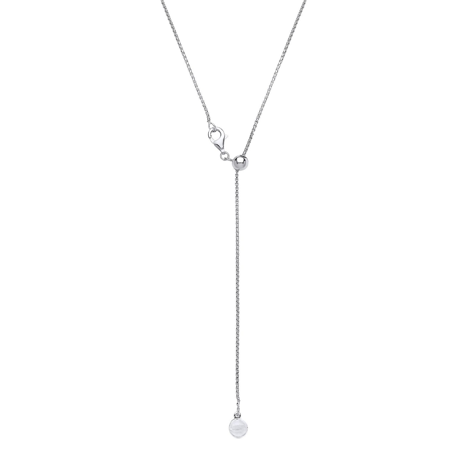 Silver Jewelco London Adjustable Toggle Lariat Pendant Chain Necklace 1mm 22inch