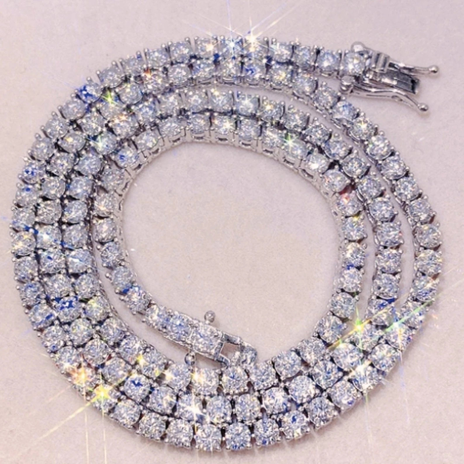 20Ct Round Cut Lab Grown VS-FG Diamond Men’s Tennis Necklace 22″ 14k White Gold