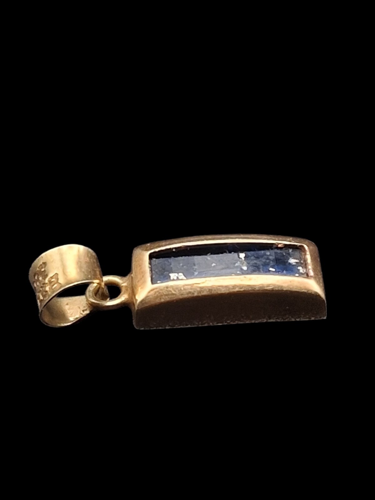 Vintage European 14K Gold 585 Lapis Lazuli Pendant Mid Century Modernist 1.6g