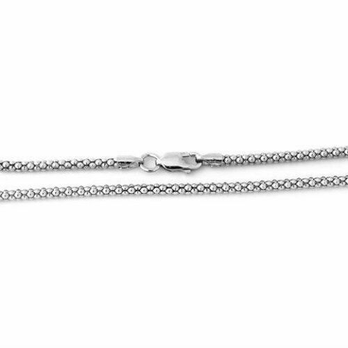 1.8MM Solid 925 Sterling Silver Italian POPCORN CHAIN Necklace Italy 925 Stamped
