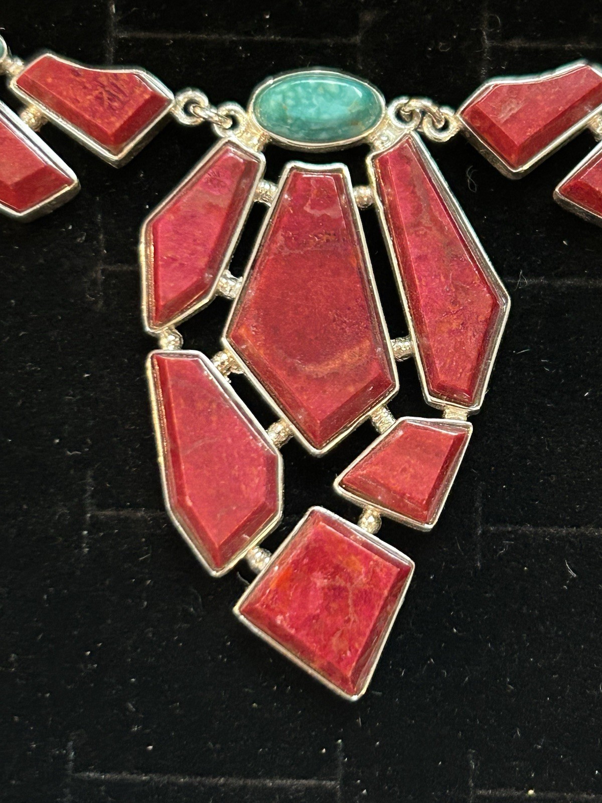 Jay King 30th Anniversary Sterling, Red Coral and Turquoise Statement Necklace