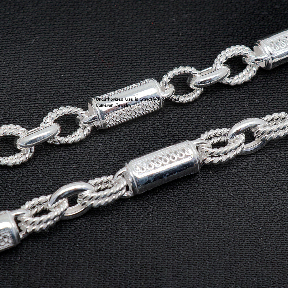 Pure S999 Fine Silver Chain 6mm Cloud Tube O Link Necklace 44-45g 21.6inch