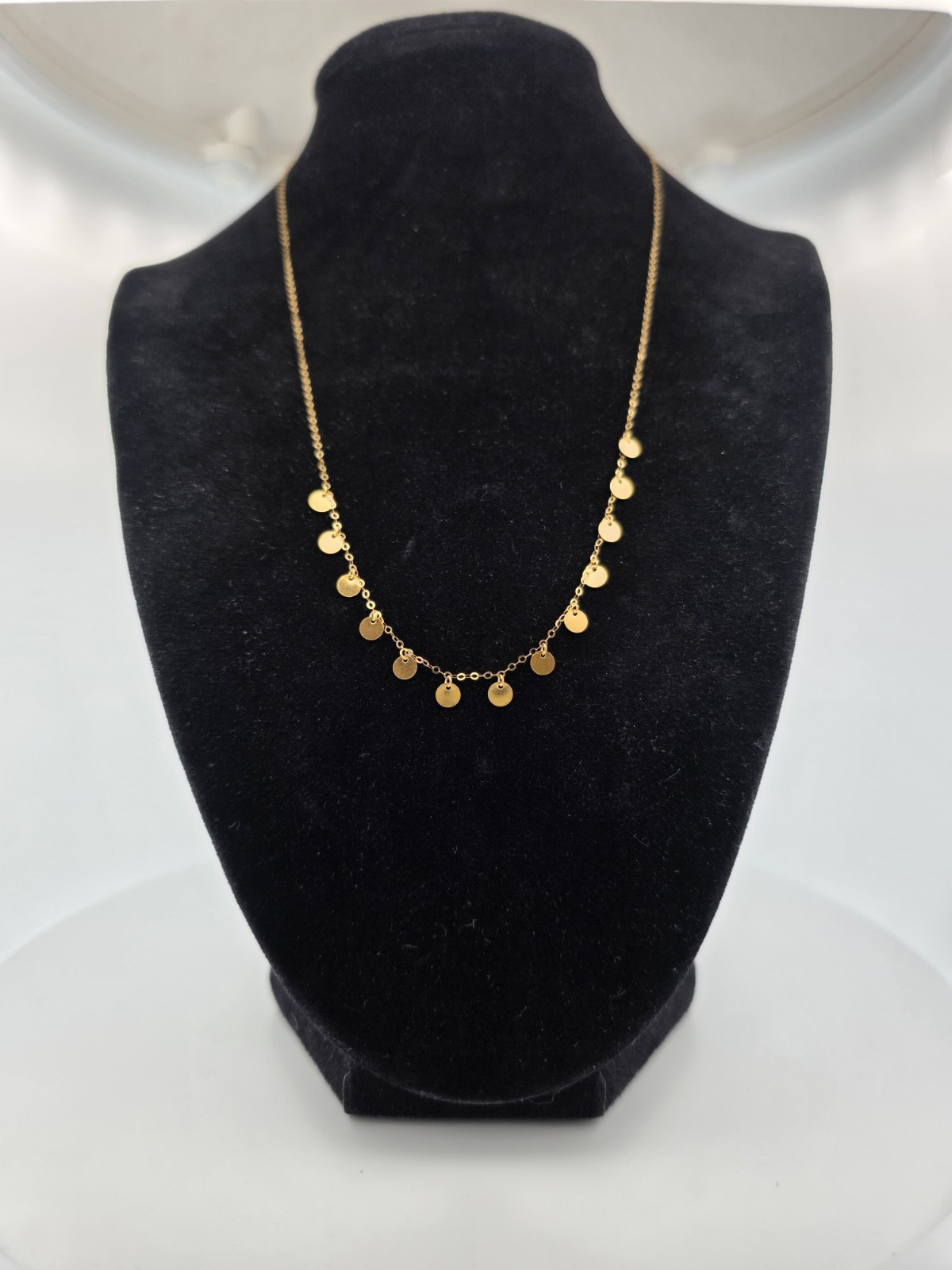 18K Yellow Gold O Chain Necklace Round Sequined Beautiful Stamped Au750