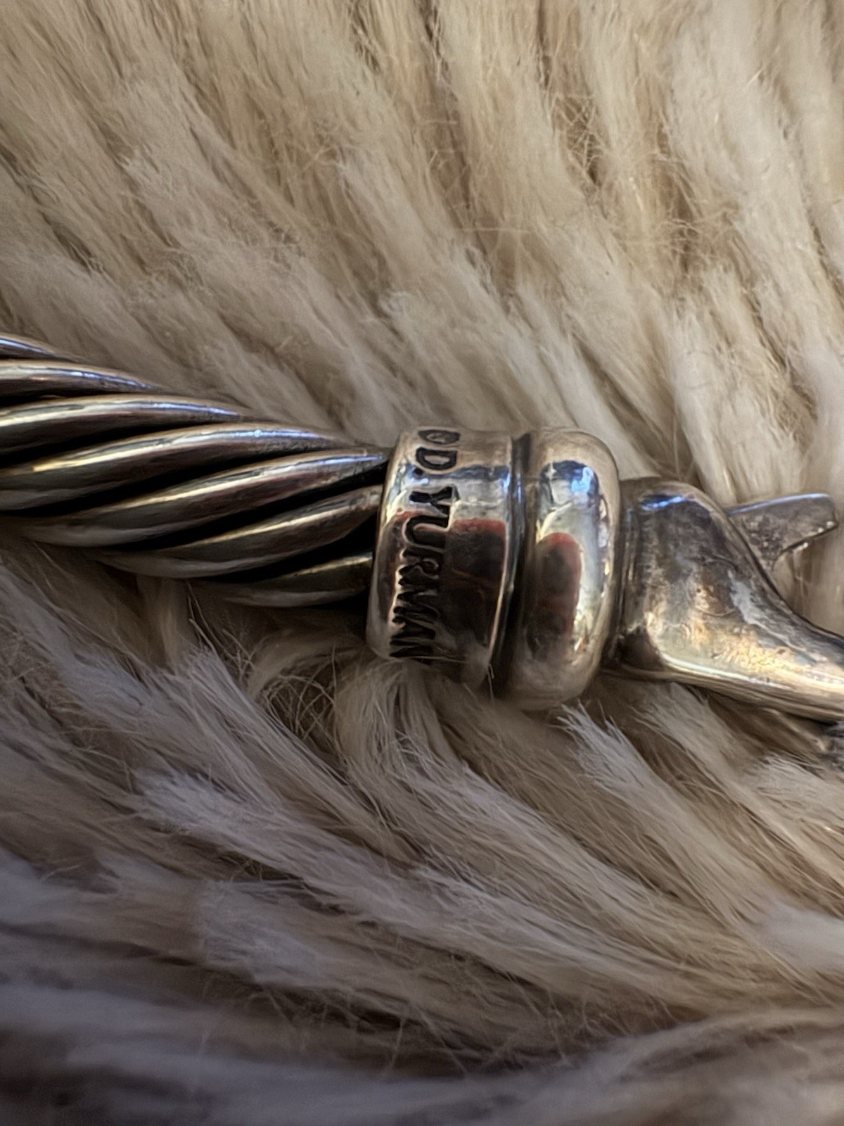 David Yurman Silver 14k Gold 7mm Station Cable Choker Necklace 15.5″ 92.7gr