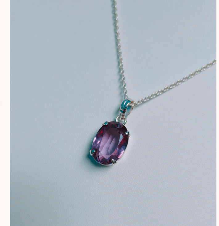 Natural Alexandrite 100% Color Change Gemstone Pendant 925 Sterling Silver