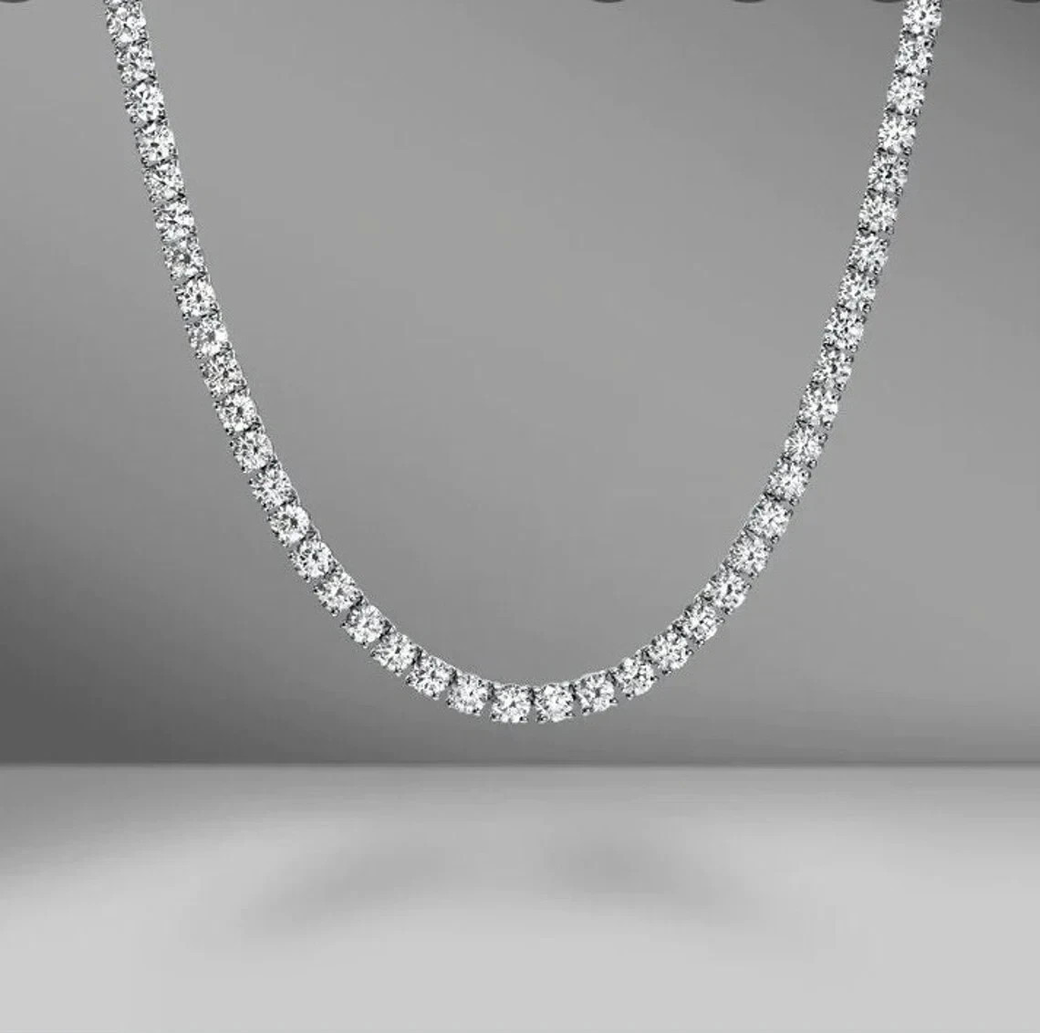 14K White Gold Plated 4mm D/VVS1 Moissanite Tennis Necklace Certified VVS1 20″