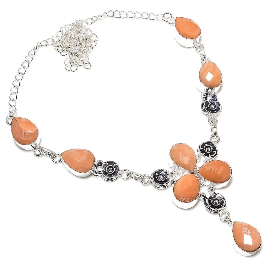 Pink Amazonite Gemstone Handmade 925 Sterling silver Jewelry Necklace Size 18″