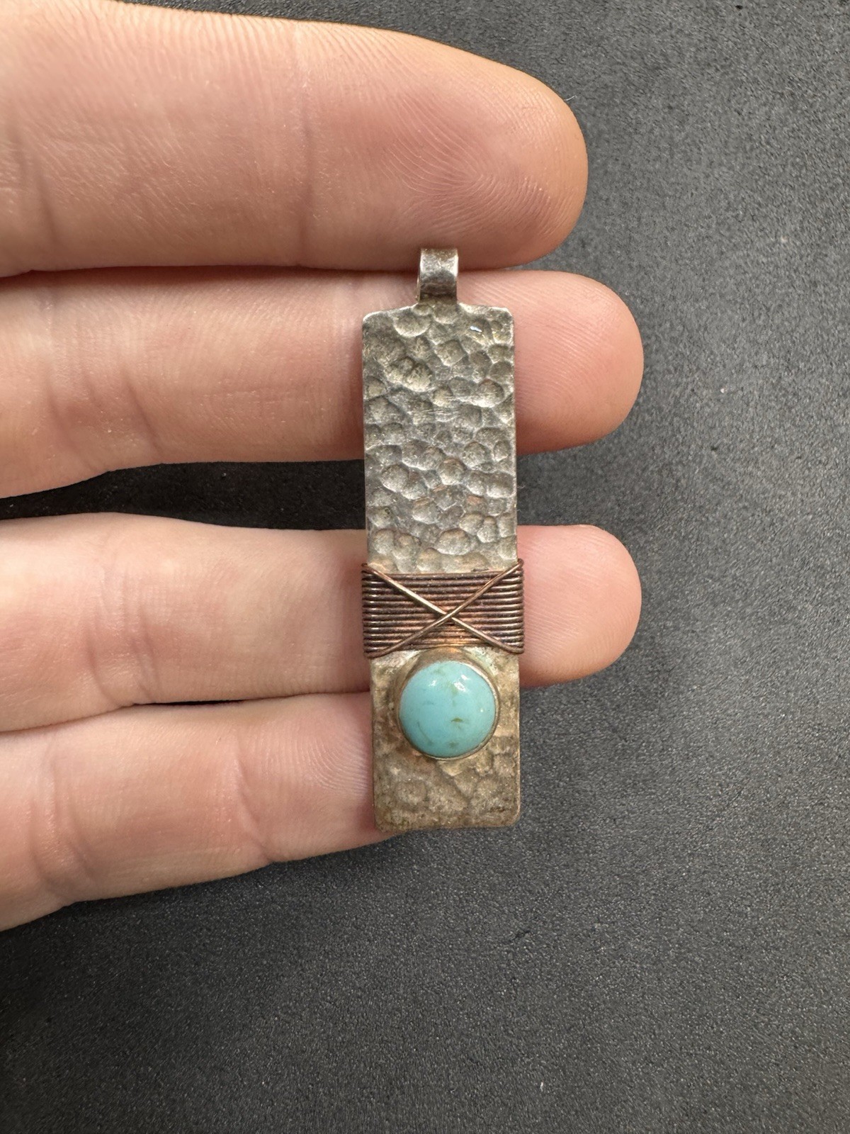 6g Vintage Sterling Silver 925 Mixed Metal Blue Stone Pendant Jewelry lot U