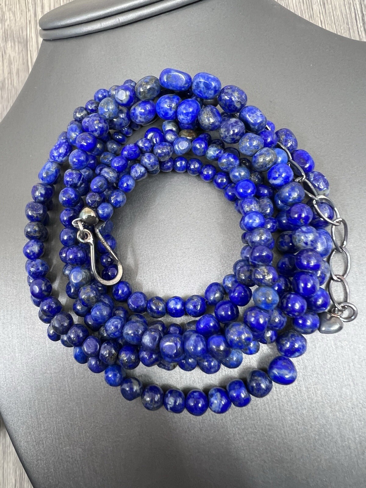 Jay King Sterling Silver 3Strand Lapis Bead Necklace