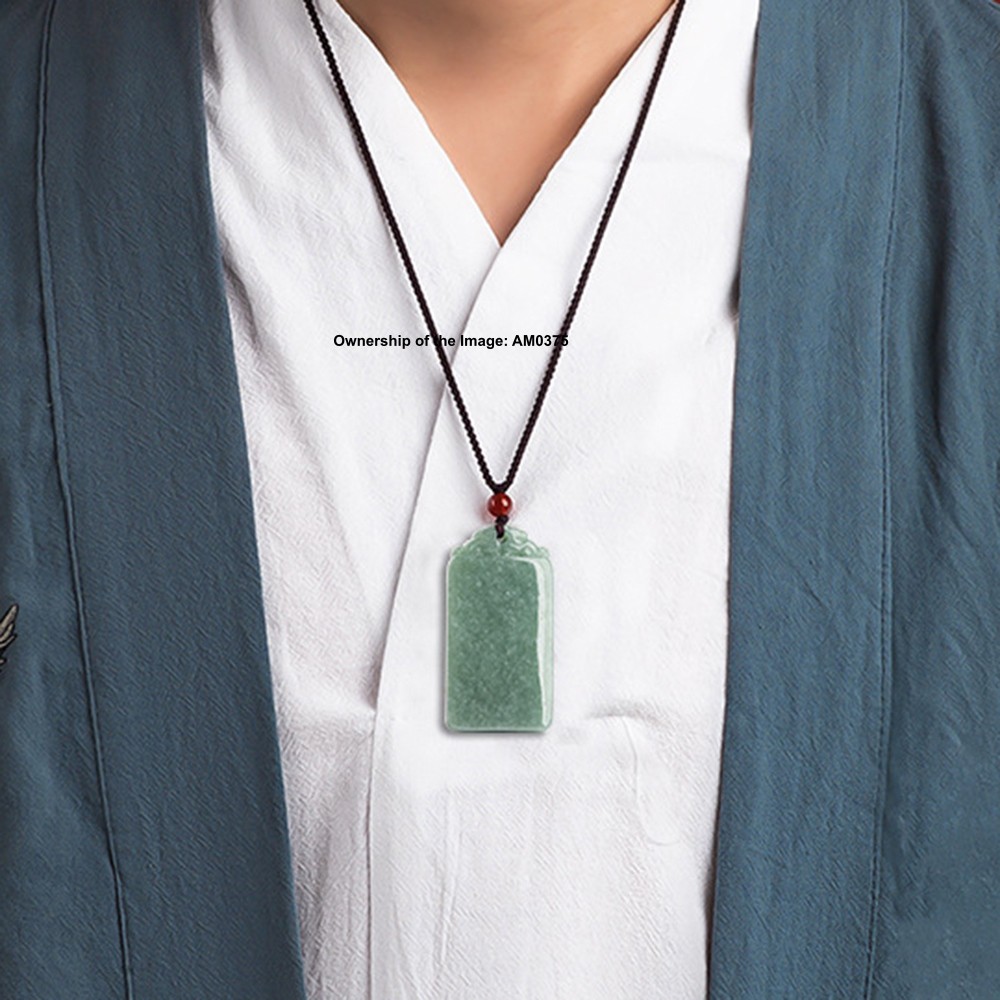 Natural Bean Green Jade Pendant Plain Lucky Grade A Jadeite Gemstone Amulet