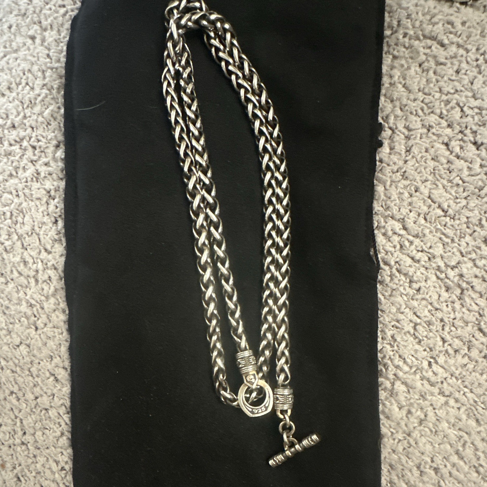 NightRider /925 Sterling Silver Rope Chain Necklace – Toggle Closure, Silver