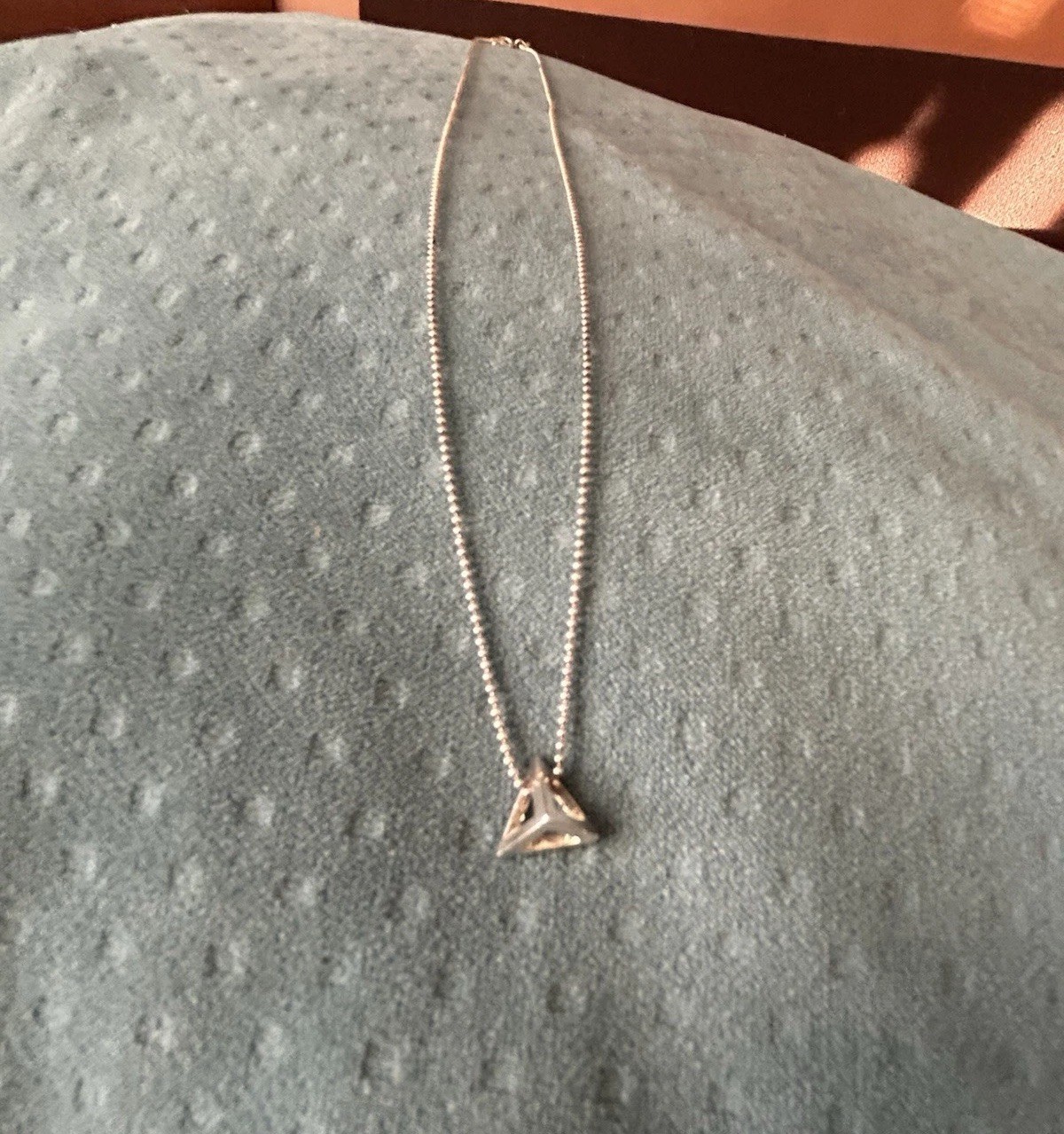 Silver Pyramid Pendant Necklace On A Stamped 925 Silver Chain 16 Inches ￼